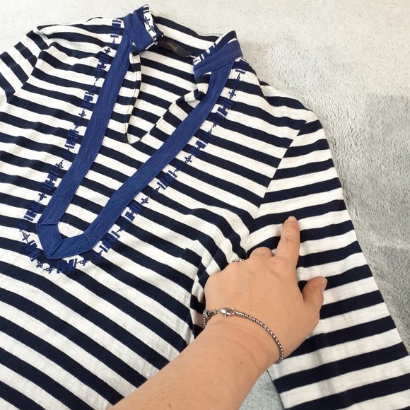 Anthro THML Boho 3/4 Sleeve Striped Tunic Top S - Picture 12 of 15